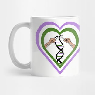 Genderqueer Pride Flag Knitted DNA Heart Mug